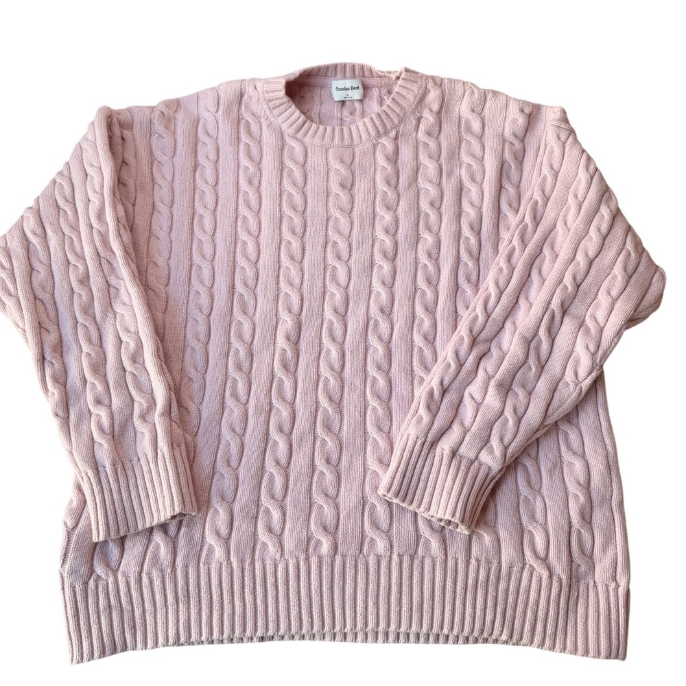 Aritzia Sunday Best Peggy Oversized Cable Knit Sweater Women's Med Preppy
